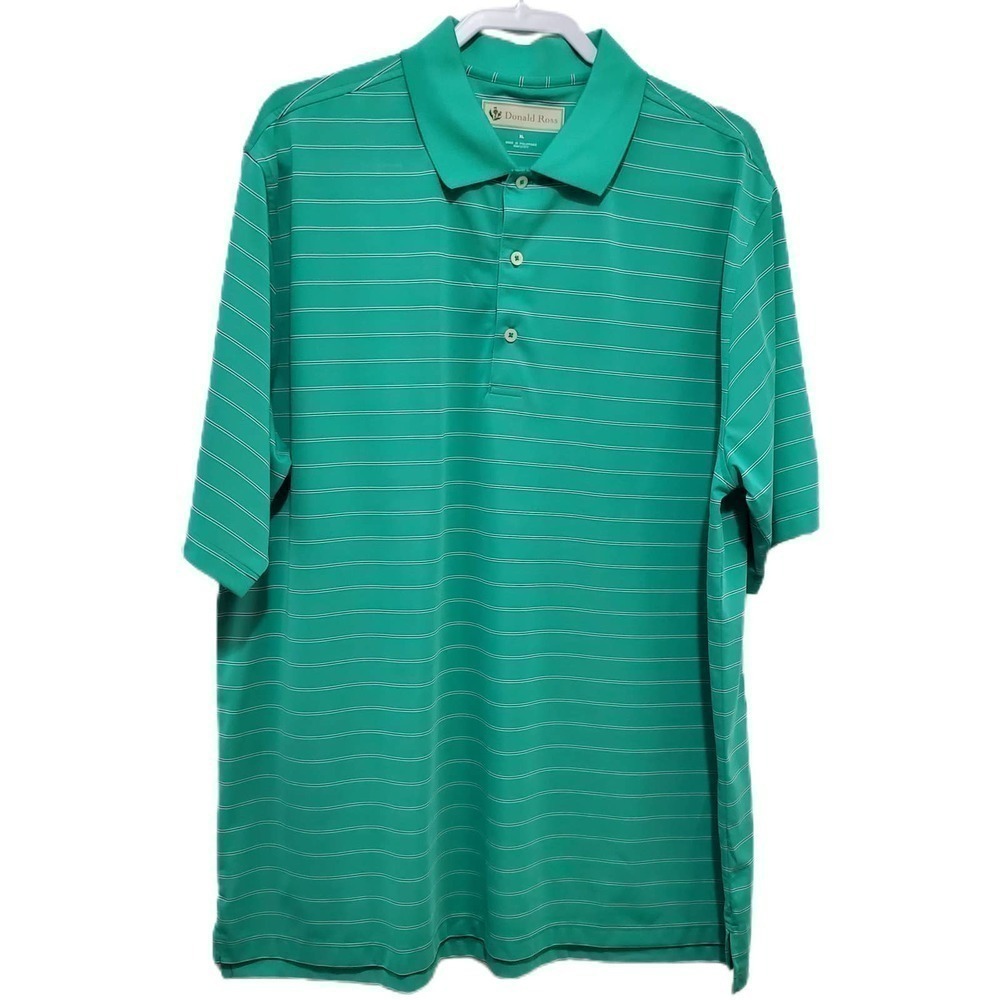 Donald‎ Ross 1/4 Buttoned Up Collared Golf Polo Tee Shirt Green Men's Size XL